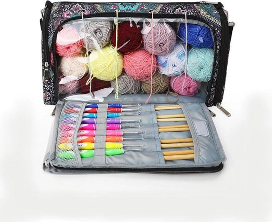 Organizzatore di fili Premium - Tas di stoccaggio per fili - Tas per fili - Borsa per lavori di maglia - Borsa per progetti di cucito - Design retro