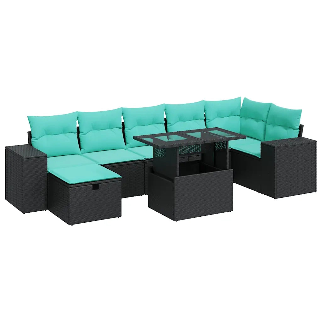 Set Divano da Giardino 8pz con Cuscini Grigio Polyrattan Acacia 3327947