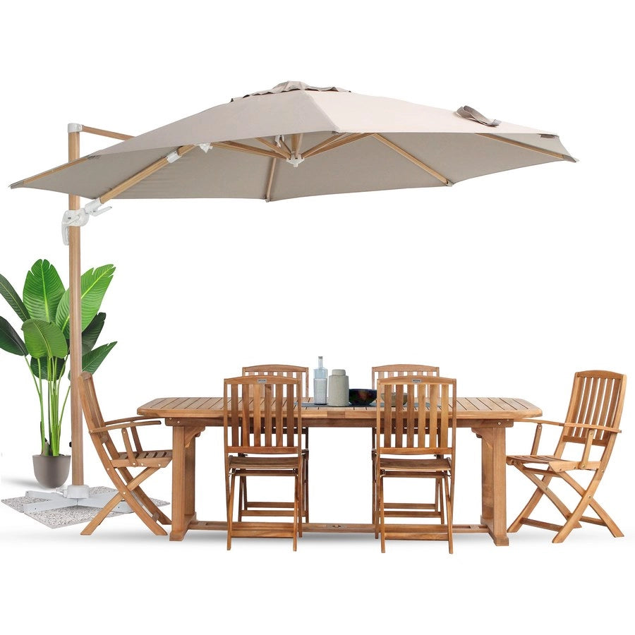Ombrellone da Giardino Ø3,5m in alluminio effetto legno Roma Wood