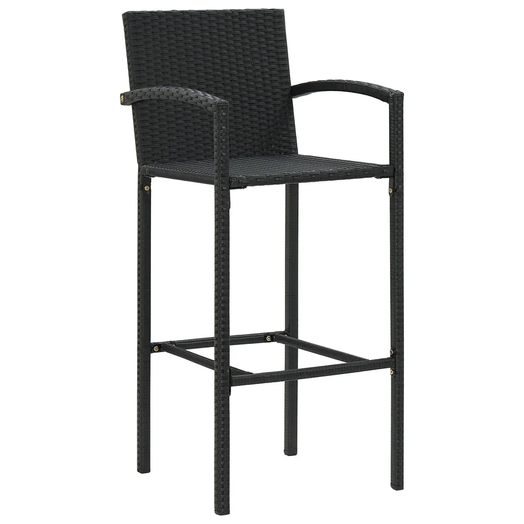 Set Bar da Giardino 5 pz Nero in Legno Acacia e Polyrattan 3295289