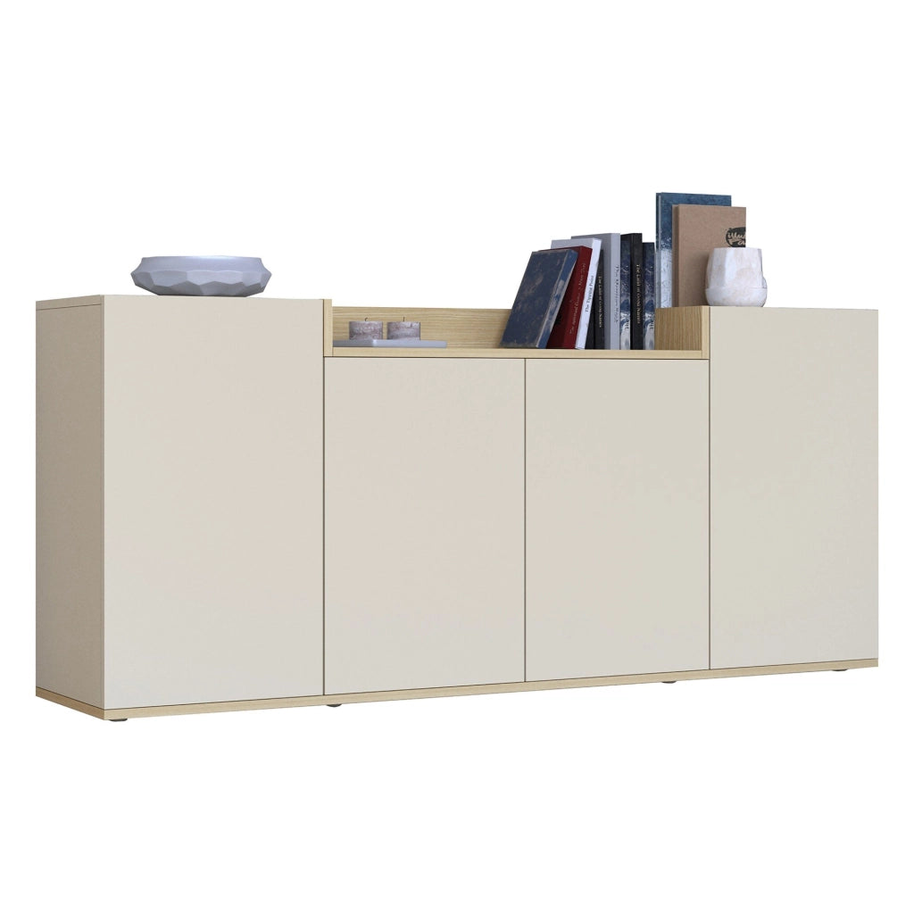 Madia Swink, Credenza 6 Ripiani Made in Italy, 160x35x70h cm Bianco Cashmere