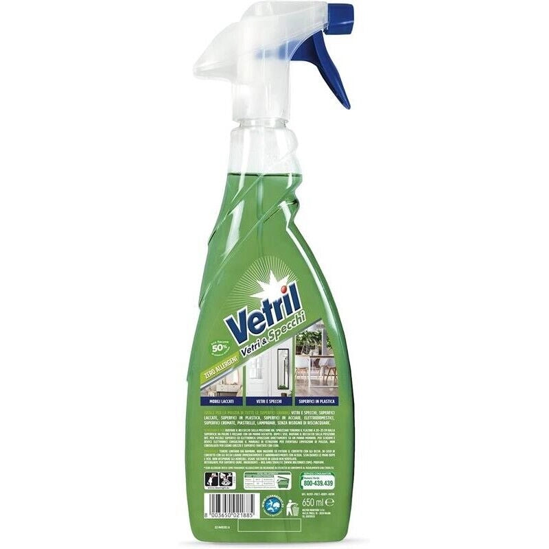 VETRIL DETERGENTE SPRAY NATURAL VETRI DOCCIA ANTICALCARE CON SCUDO ANTIGOCCIA 650 ML