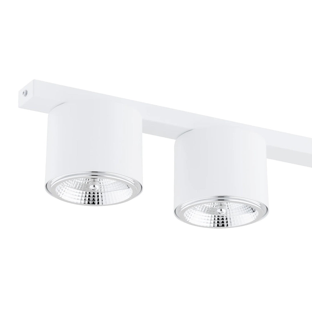 Plafoniera Moderna 5 Luci Faretti Ptah In Acciaio Bianco