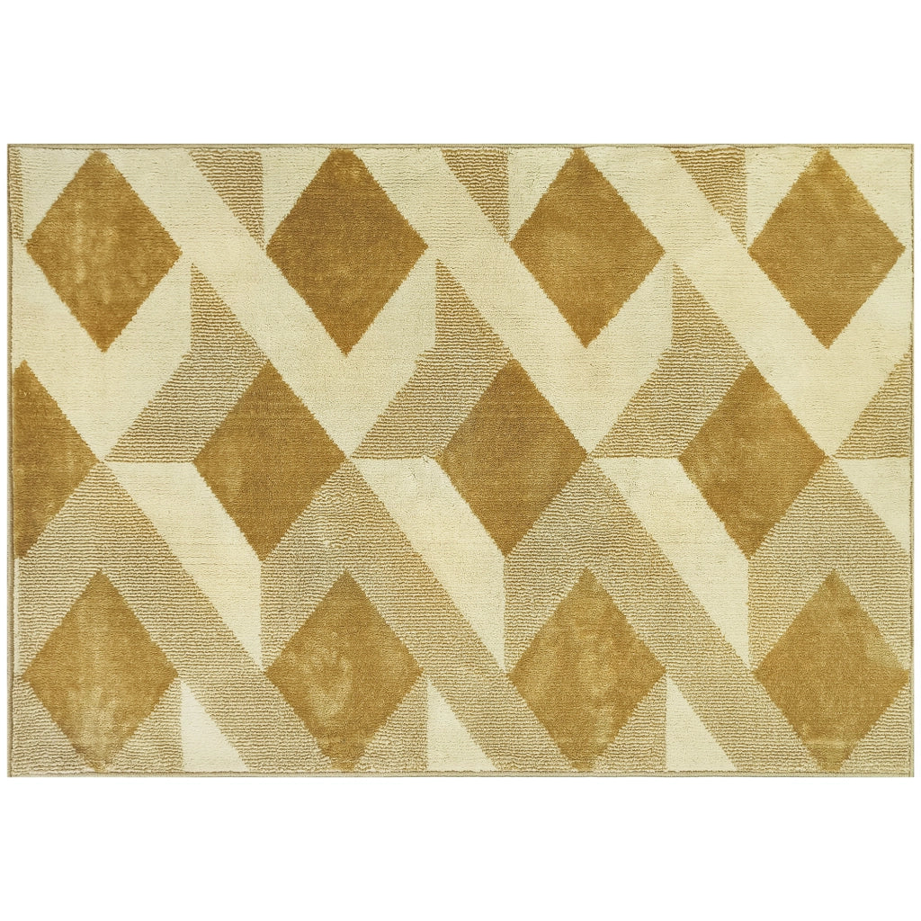 Tappeto Moderno da Soggiorno 230x160 cm Ipoallergenico e Lavabile con Effetto 3D in Polipropilene Giallo