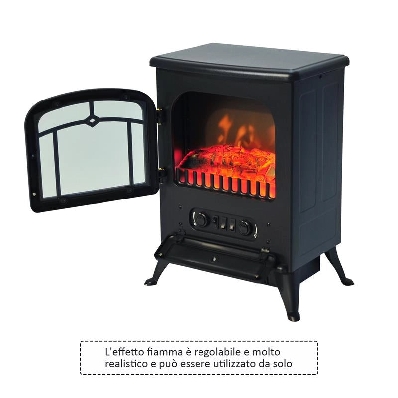 CAMINO ELETTRICO DA TERRA CON EFFETTO FIAMMA POTENZA 950W /1850W 42X28X55CM NERO