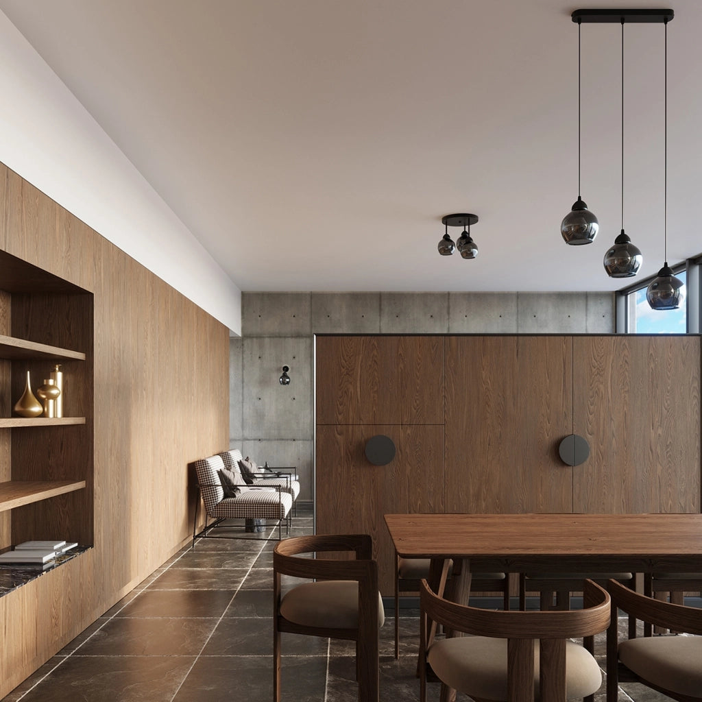 Applique Pure Lume ROVANO nera sfera vetro fumé E27