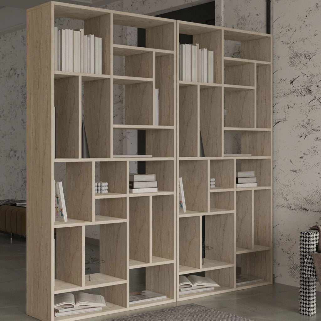 Libreria in legno "Nicola" - 90 x 30 x 180 cm - Travertino