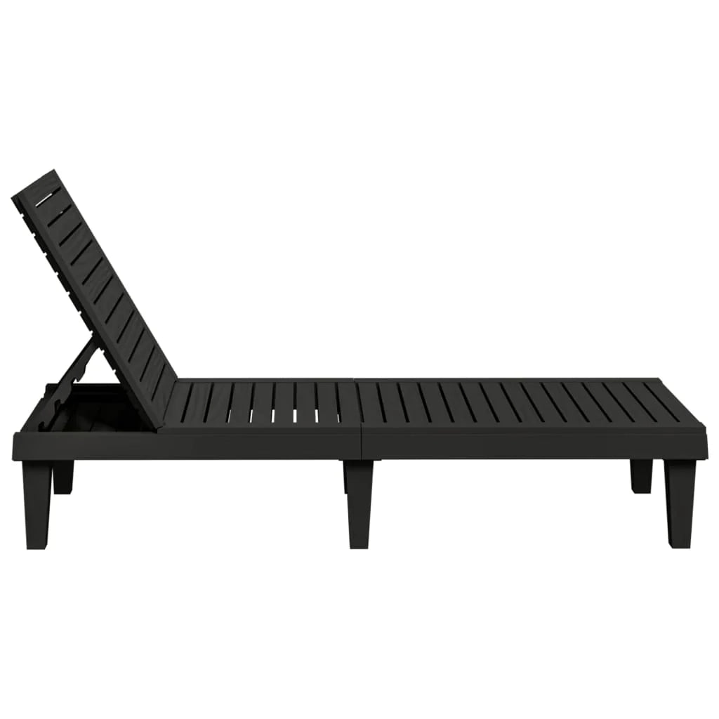 Lettino prendisole sedia a sdraio lettino prendisole letto da giardino mobili da esterno per patio 155 x 58 x 83 cm polipropilene nero 02_0012783