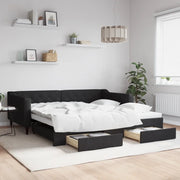 Divano Letto Estraibile con Cassetti-Sofa Letto-Daybed Nero 100x200 cm in Tessuto 320590