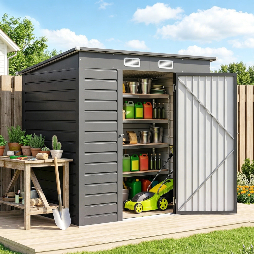 Casetta da giardino ¨C zephmum ¨C 191x130x166.5-183 cm acciaio