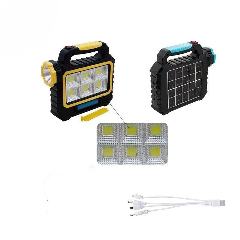 Torcia Led Solare Lanterna Faro Campeggio Ricaricabile USB e Solare 1200mAh