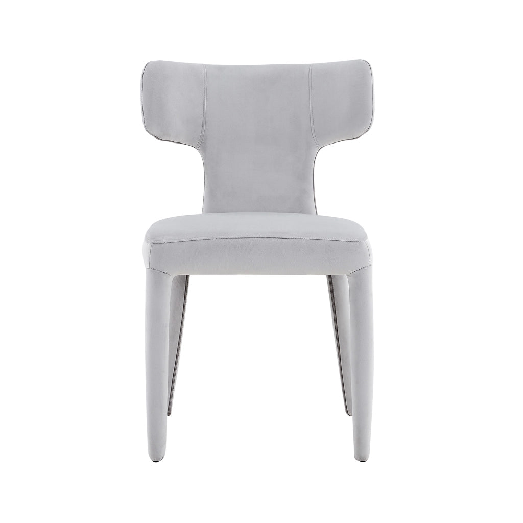 Set 2 Sedie da Pranzo Moderne in Tessuto Grigio Chiaro, con Schienale a T e Struttura in Metallo