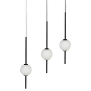 	Lampadario con 3 luci a LED in metallo con paralumi rotondi in vetro metallo nero soggiorno stile glamour