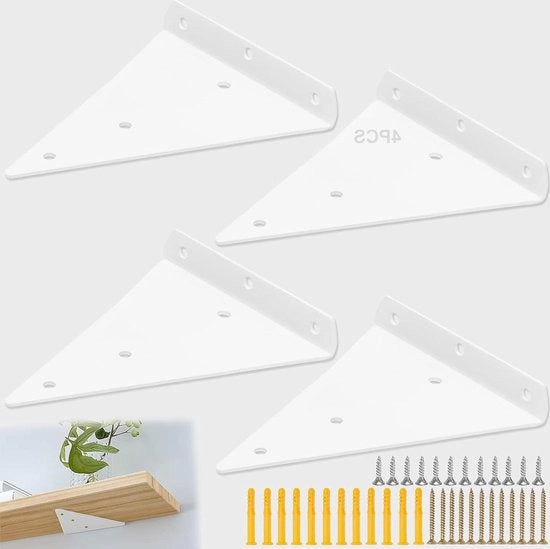 Impianti di sostegno per pannelli in forma di triangolo - Set da 4 - Bianco - 17 x 13 cm - Per soggiorno cucina camera da letto