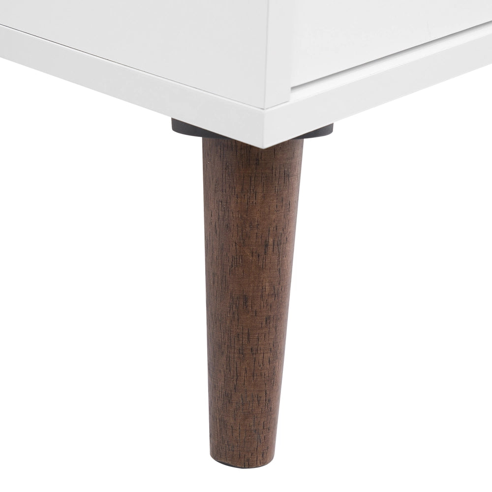 Mobile TV bianco con legno scuro per TV fino a 78ʺ con 2 ripiani