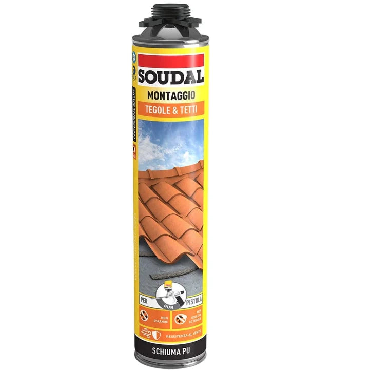 SOUDAL SCHIUMA PER PISTOLA SCHIUMA POLIURETANICA PER COPPI E TEGOLE 700 ml - Fissare e riempire