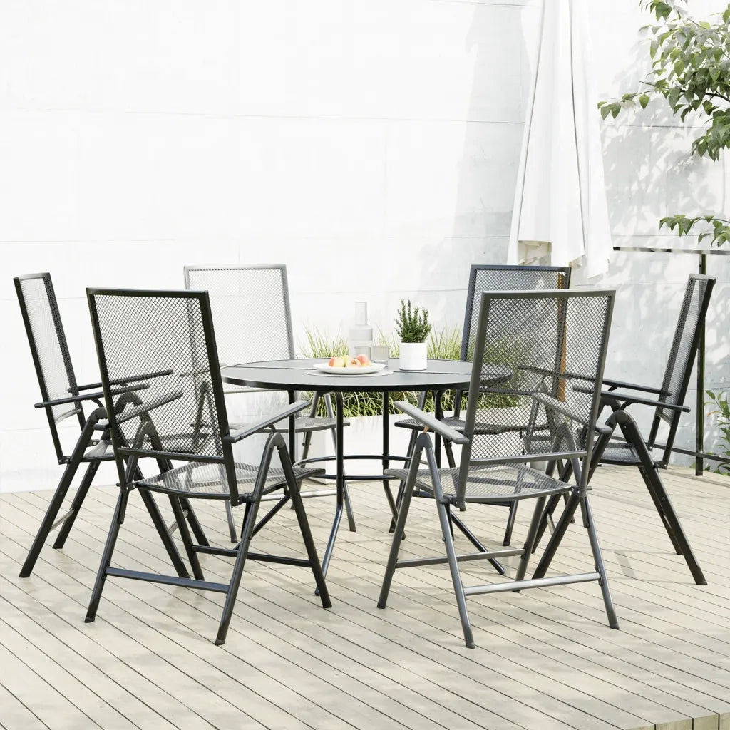 vidaXL Sedie da Giardino Reclinabili 7 pz Antracite Acciaio Verniciato