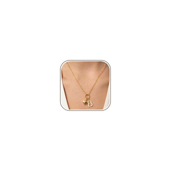 Collana in acciaio inossidabile personalizzabile con anello per catenina - 14K oro - connesso a un fermaglio a forma di cuore - regalo per donne - amica speciale