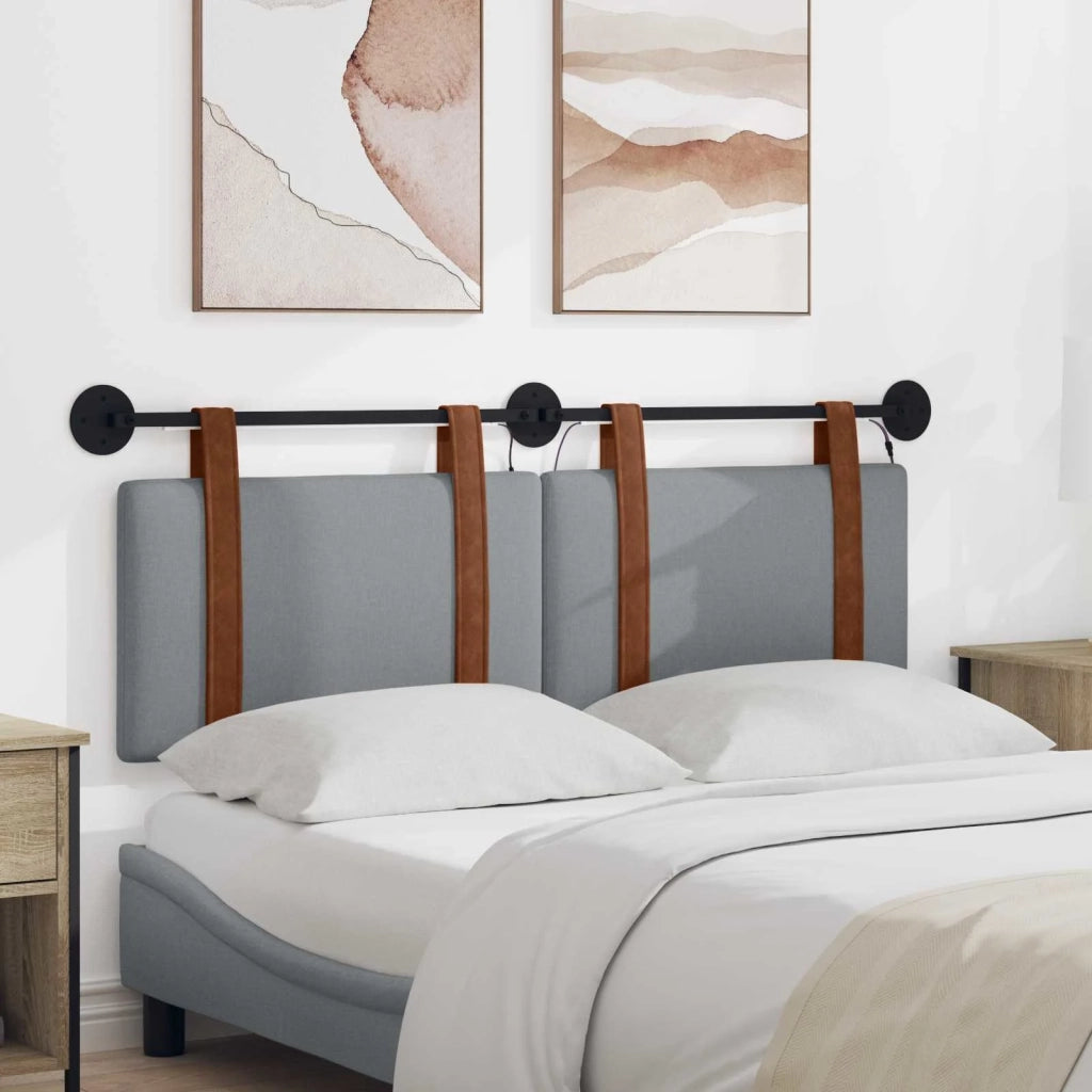 Testiera sospesa Con luce LED Grigio Chiaro PU Antico