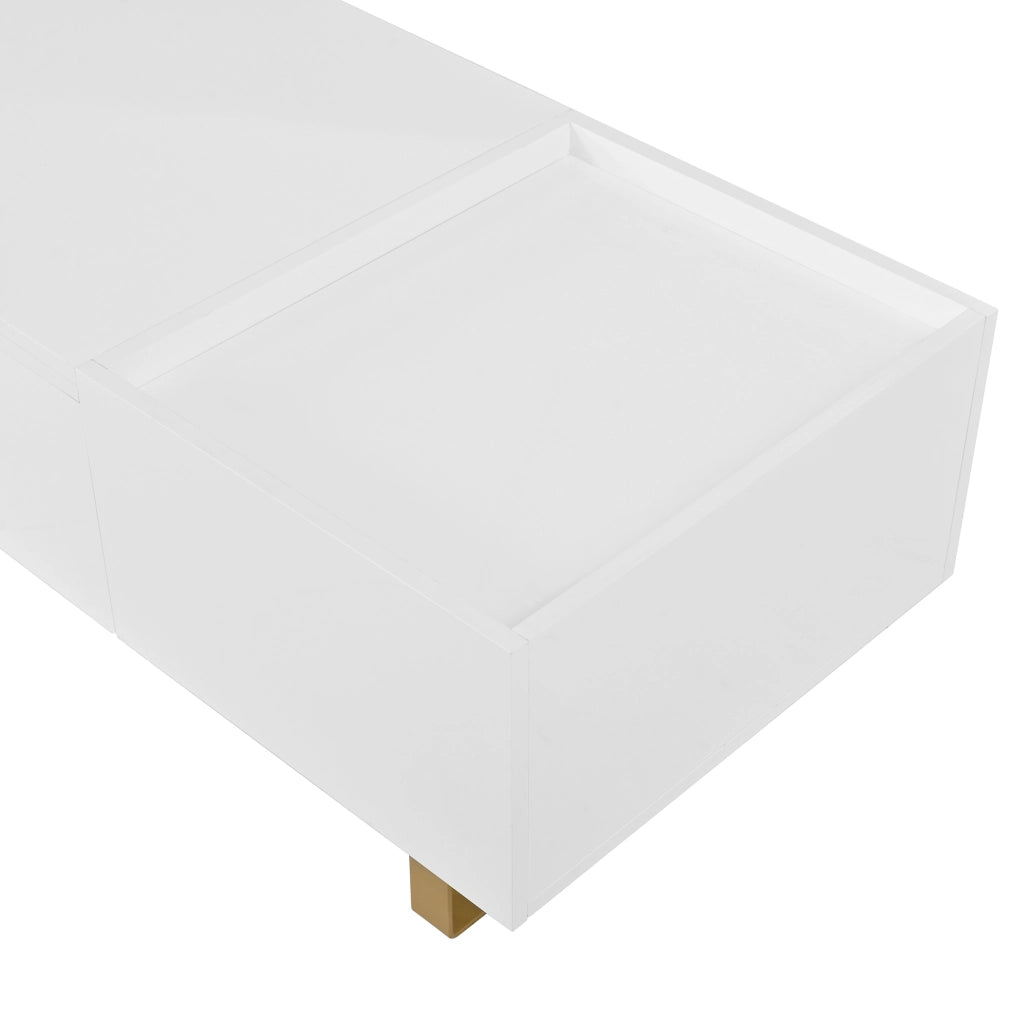 Tavolino da salotto 100x50x54.5 cm regolabile in altezza con cassetto e vano contenitore in MDF bianco