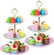 Stand per dolce per festa da 3 piani - Set di 2 - Stand per torta da 3 livelli per festa di compleanno e matrimonio (Ronde)