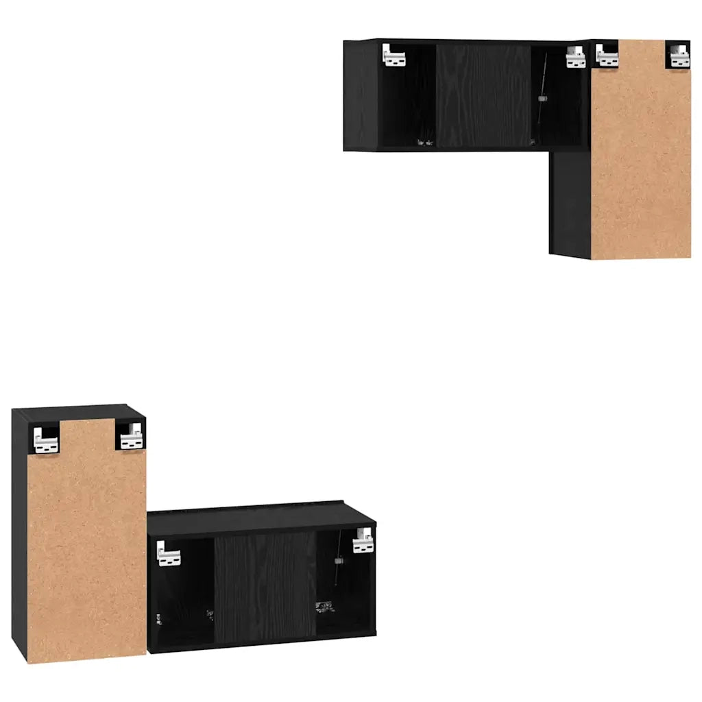 vidaXL Set mobile TV 4 pcs Rovere nero 60 x 30 x 30 cm