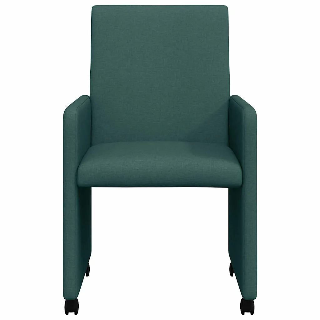 vidaXL Sedia da pranzo 2 pcs Verde scuro 57 x 66 x 94 cm Tessuto
