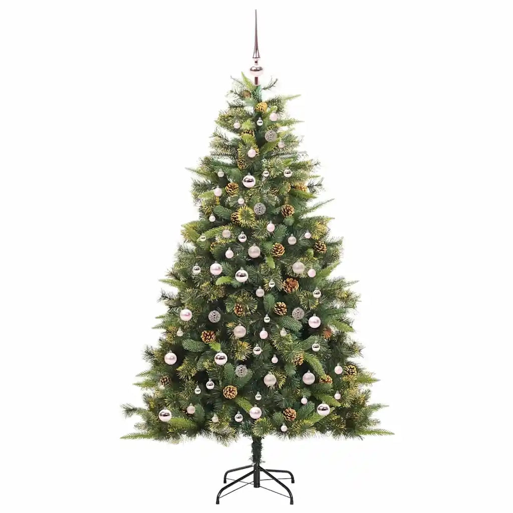 Albero di Natale artificiale pieghevole con coni Verde 210 cm 3395100