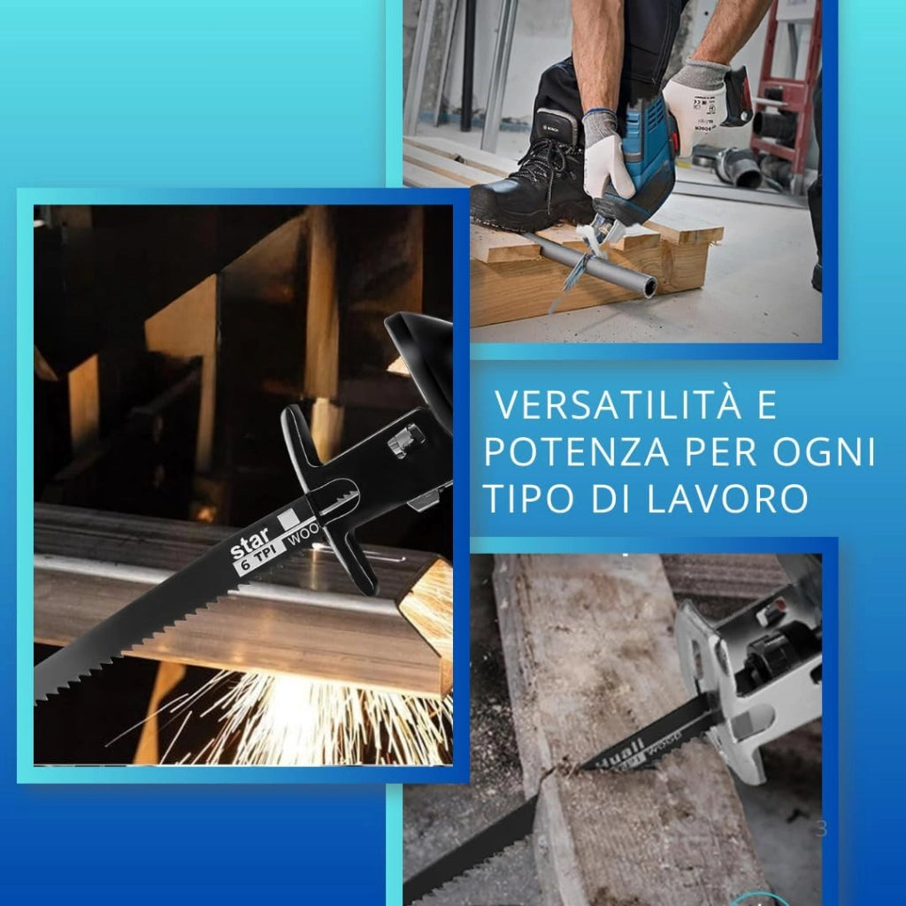 Sega a Gattuccio a Batteria 210W con 2 Batterie da 48V, Motore Brushless a 2 Velocità - Velocità Variabile 0-3000 SPM, Include 2 Batterie da 2Ah, Caricabatterie e 4 Lame per Taglio