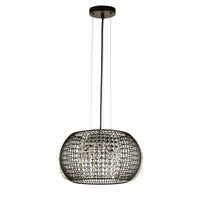 Lampadario Contemporaneo Cage Acciaio Nero Vetro Trasparente 4 Luci G9