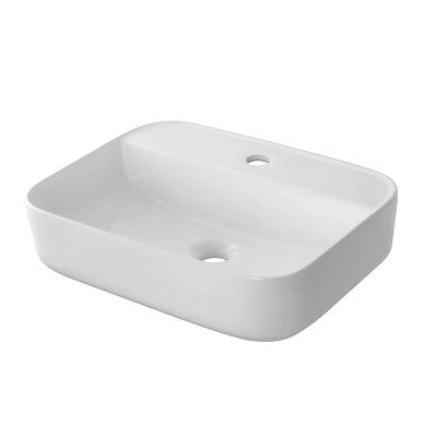 Lavandino da appoggio 50x39 cm in ceramica lucida con angoli tondi
