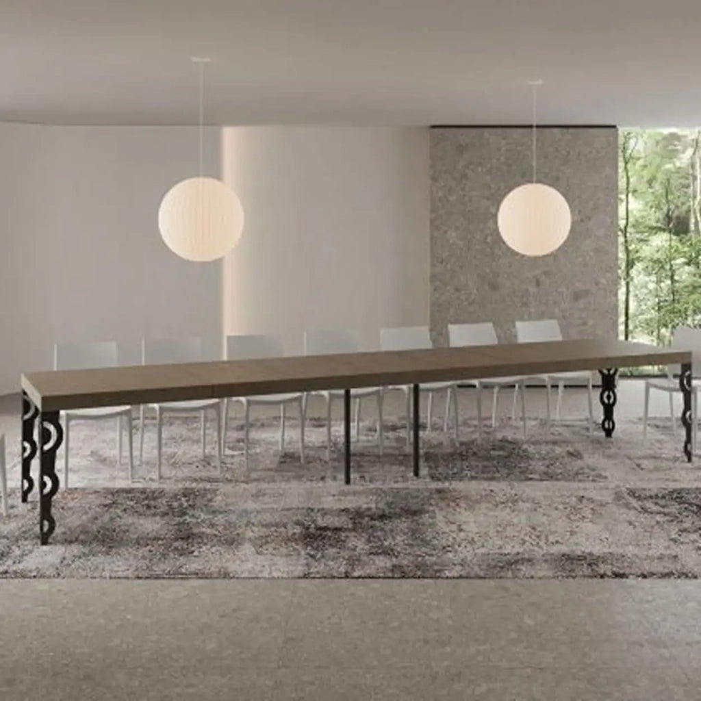 Tavolo allungabile 180/440x90 cm Karamay Premium tortora gambe antracite
