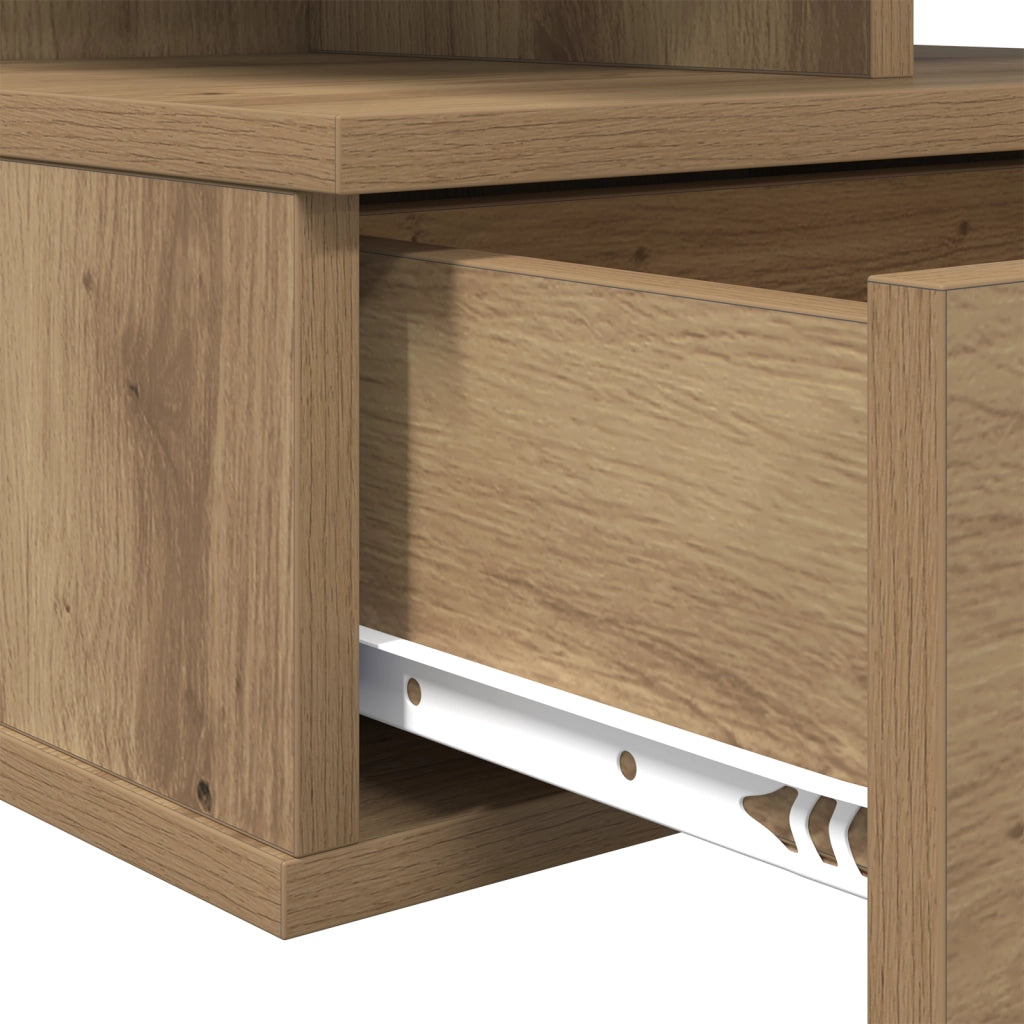 Comodini Sospesi 2 pz Rovere Artigianale 40x31x27 cm Legno Ingegnerizzato