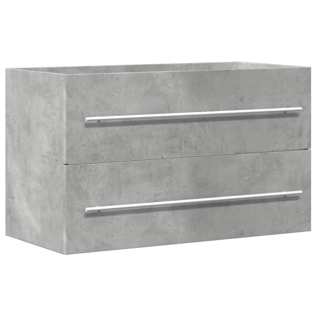 Mobiletto sottolavabo a parete con contenitore compatto 80 x 38 x 48 cm stile moderno legno composito grigio cemento 02_0050810