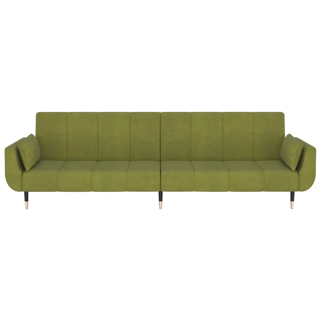 Divano letto a 2 posti letto per gli ospiti trasformabile divano letto per soggiorno pieghevole per uso interno con due cuscini velluto verde chiaro 02_0019458