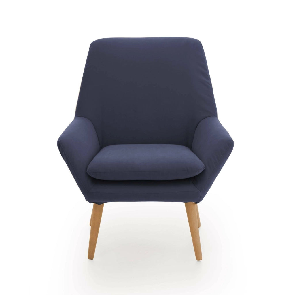 Poltrona Anido, Poltrona di design da salotto, 100% Made in Italy, Poltroncina relax in tessuto imbottito, cm 80x70h95, Blu