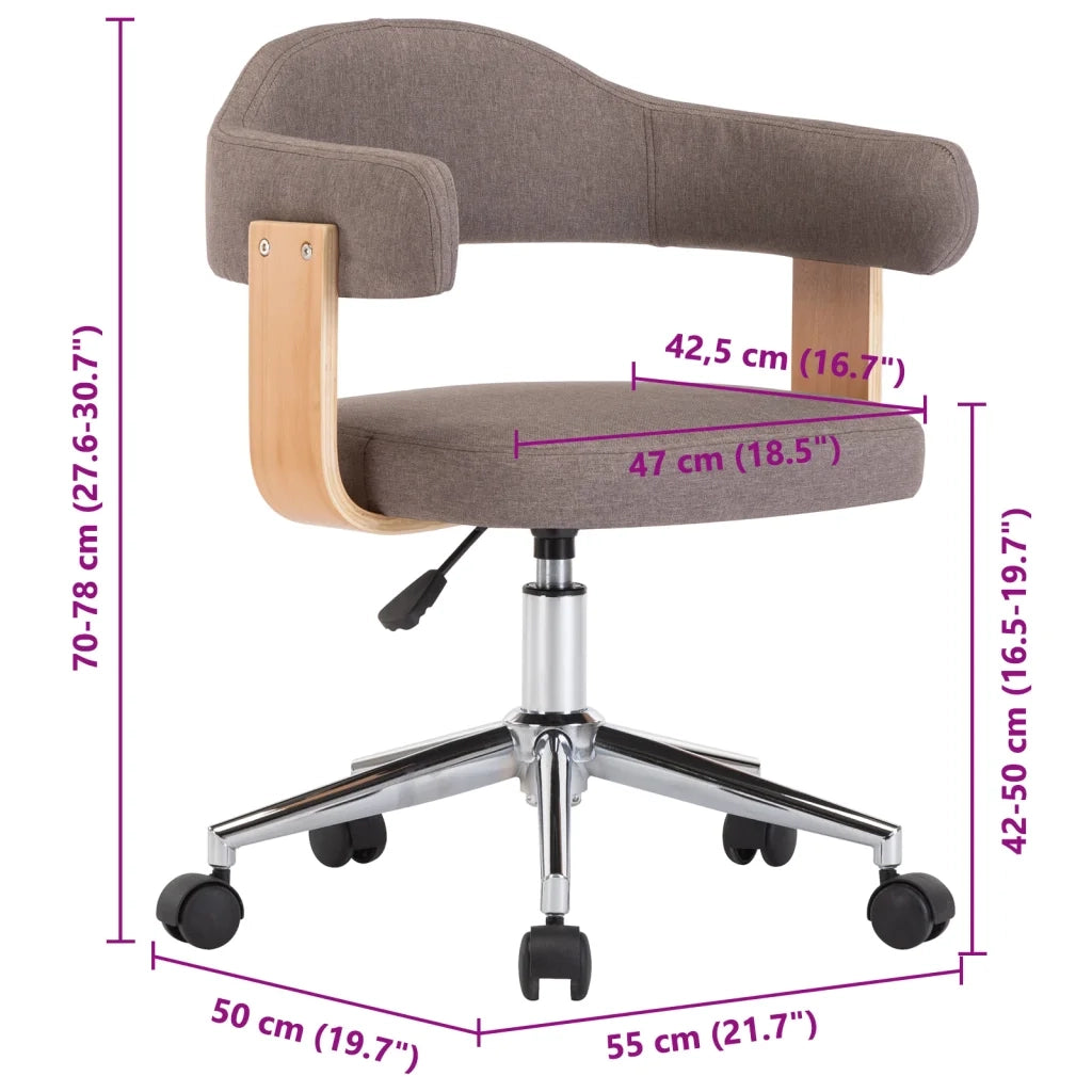 Sedia da Pranzo Girevole Grigio Talpa Legno Ricurvo e Tessuto 287420