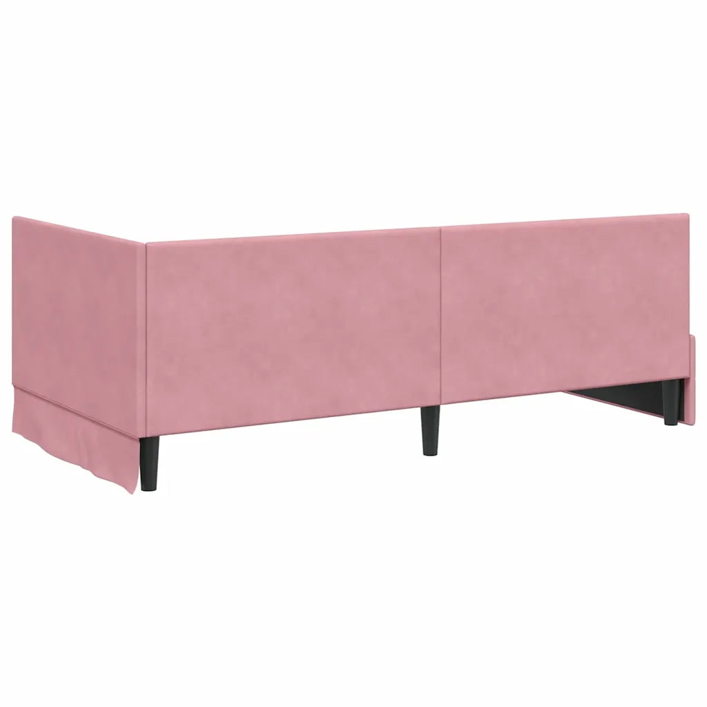 Cornice del letto ad angolo Rosa 90 cm x 200 cm Velluto