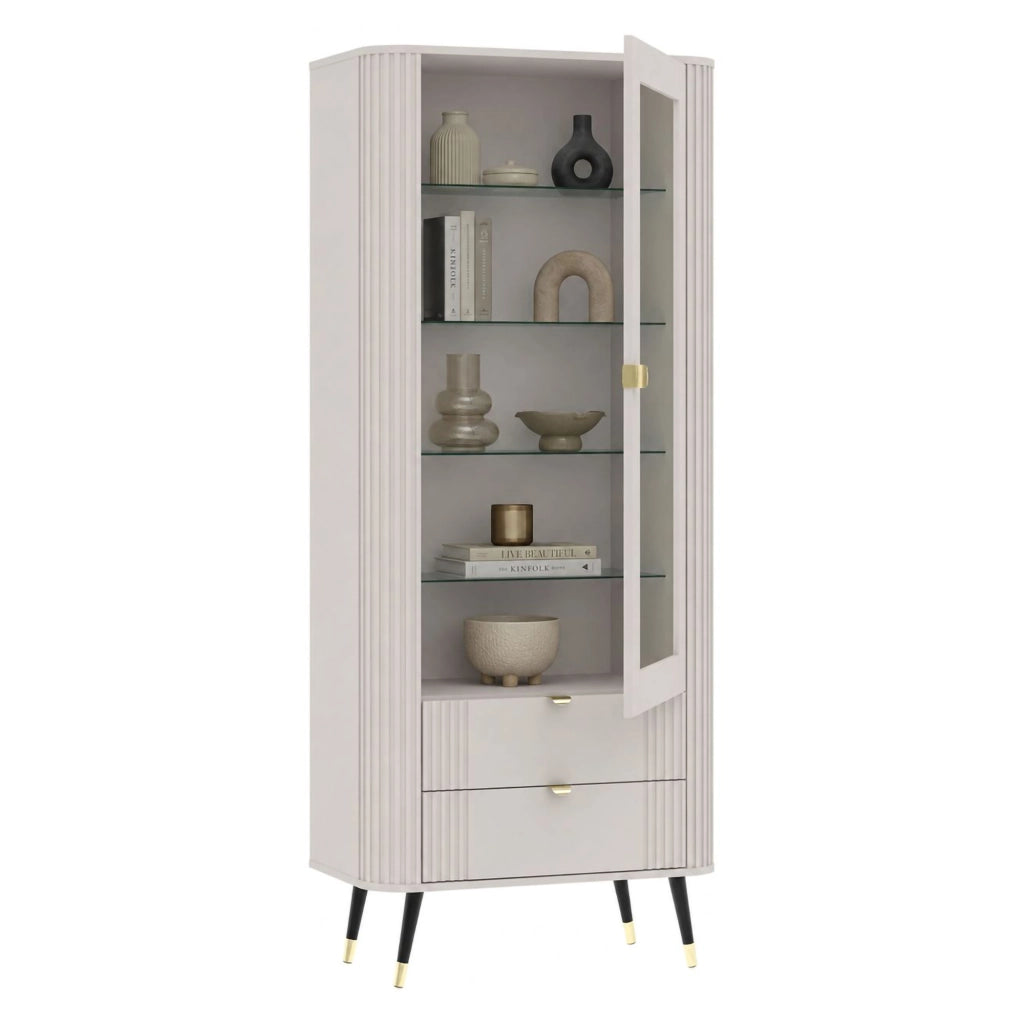 Mobile Espositore Lokapami, Vetrina 4 Ripiani, 78x40x192h cm Beige