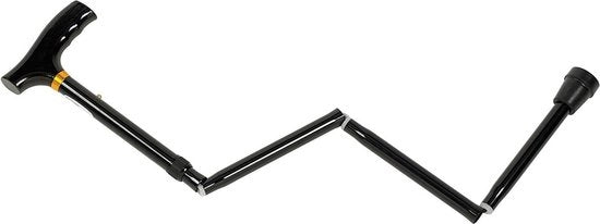 Bastone da Camminata Rilegabile con Manico in Legno Formato - Materiale in Alluminio - Leggero - Adattabile - Nero