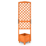 Letto da giardino rialzato con spalliera drenaggio grigliato, Fioriera in legno verticale per piante Arancione-Fioriere