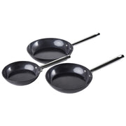 Set di 3 padelle in 3 dimensioni con rivestimento in ceramica antiaderente in alluminio nero