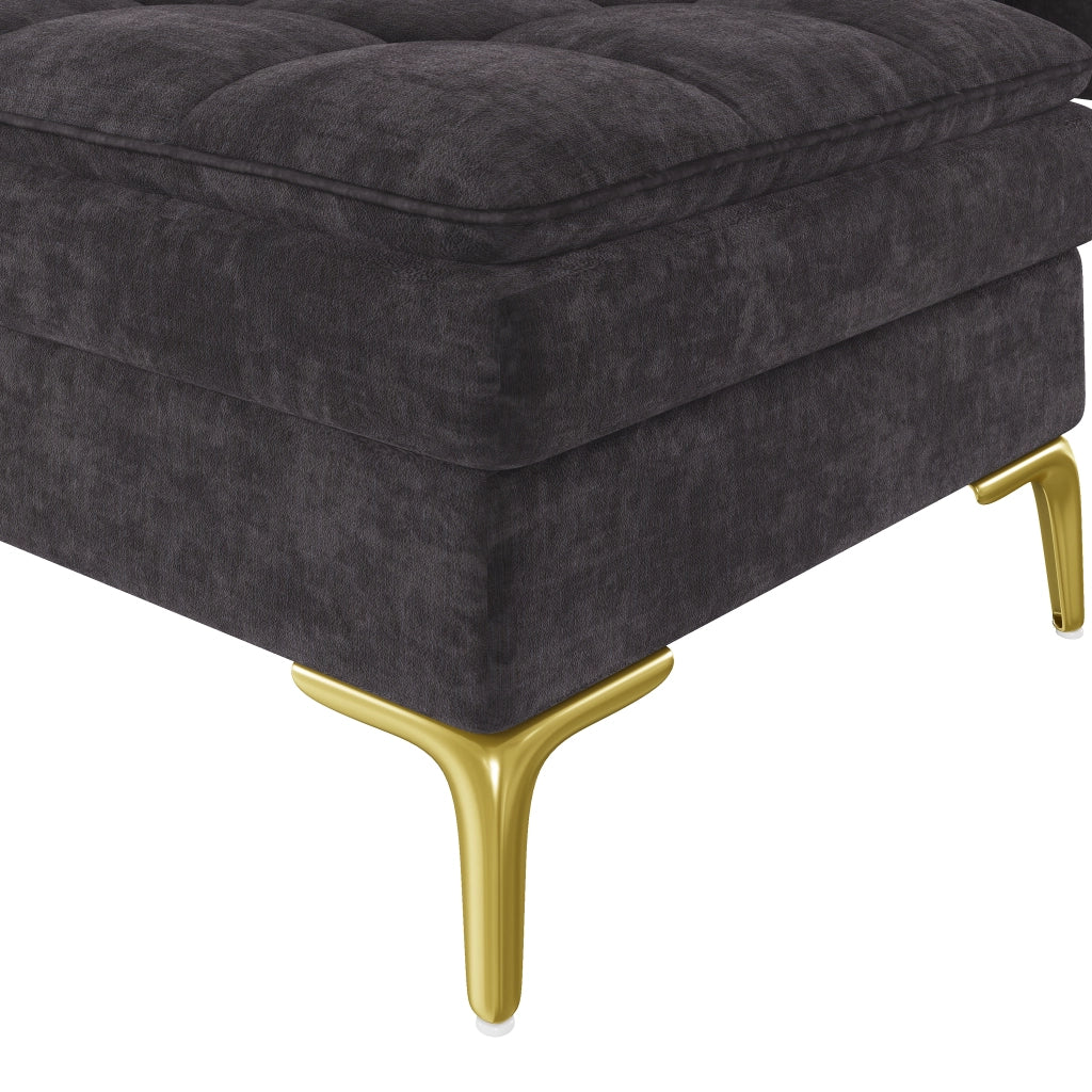DIVANO A U Modulare 262x134x86 cm Chenille Nero