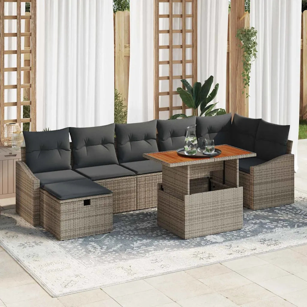 Set Divano da Giardino con cuscino 8 pcs Grigio polyrattan 3360031
