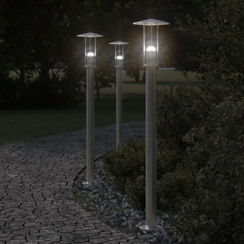 Lampade da Terra per Esterni 3 pz Argento 100cm in Acciaio Inox CFW3623105