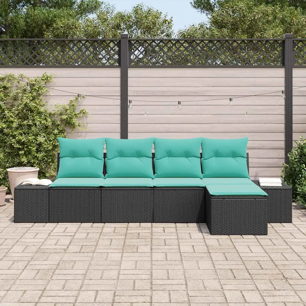 Set Divano da Giardino 5 pz Nero polyrattan 3347026
