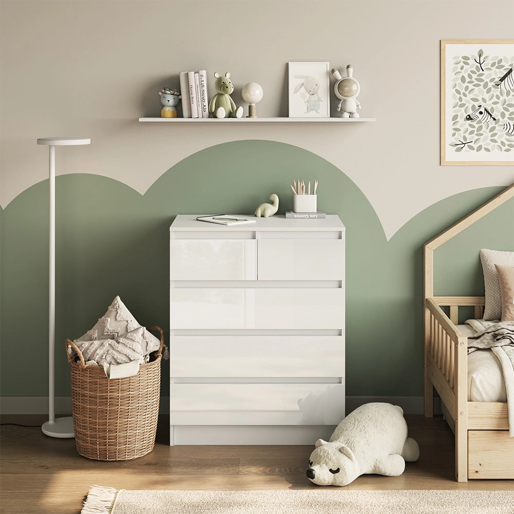 Vicco Fasciatoio Bianco 80 x 110.2 cm con 5 cassetti