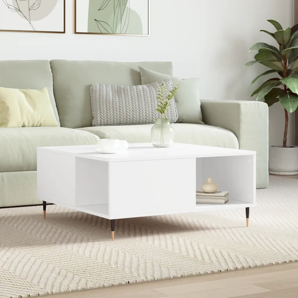Tavolino da salotto | Tavolino da caff¨¨ | Tavolino da Soggiorno Bianco 80x80x36,5 cm in Legno Multistrato