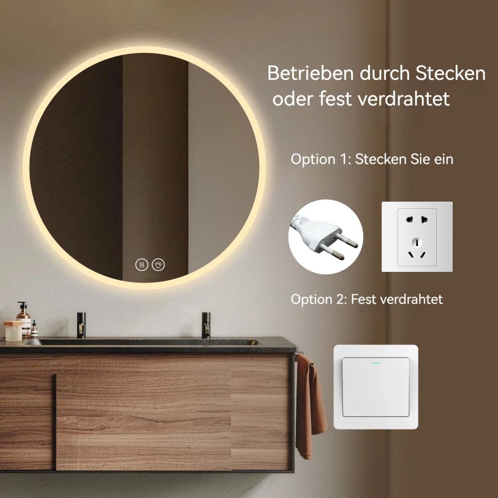 SPECCHIO LED ROTONDO DA BAGNO 80 cm SILVER, DA PARETE, DIMMERABILE