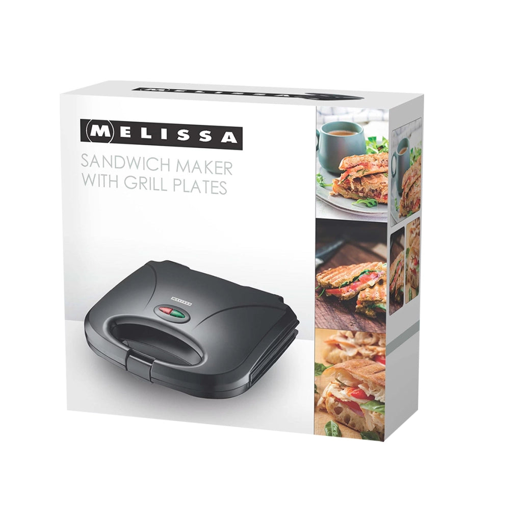 Macchina per Sandwich 750 W Termostato Automatico e Piastre Antiaderenti Nero MELISSA